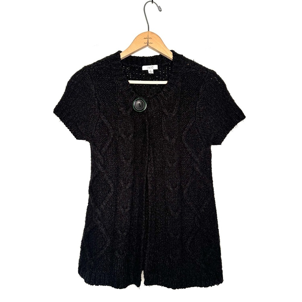 Cache | Black Short Sleeve Cardigan Sweater Size Small